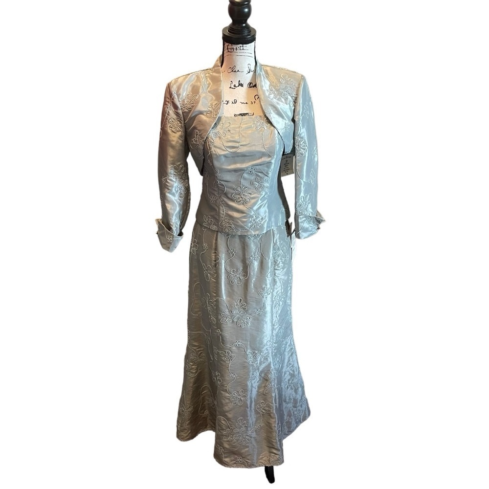 J.R. Nites Caliendo 3pc Skirt Suit Set Formal Blue Gray Size 6 NWT Vintage women